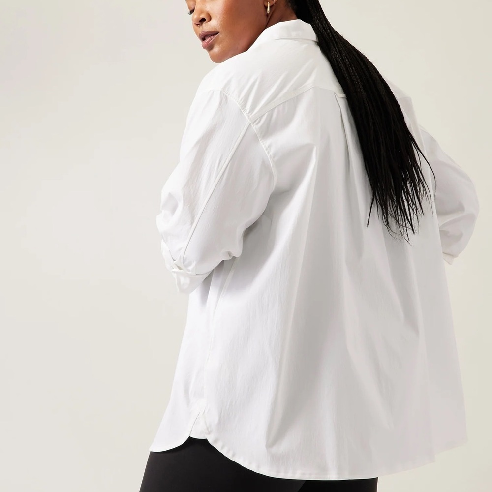 Athleta 882549-01 Women's Size LARGE White Oversized Button-Up Poplin Top Blouse - Picture 9 of 10